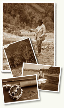 Fly fisherman Gary Mintz  with a trophy rainbow trout. Cumilahue River. Fly fishing in Chile with Adrian and Patricia Dufflocq.