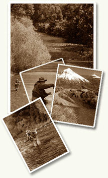 Fly fishing in Chile. The Cumilahue River with an angler casting to raising trout, flowing through Adrian and Patricia&rsquo;s farm and the Cumilahue Fly Fishing Lodge.